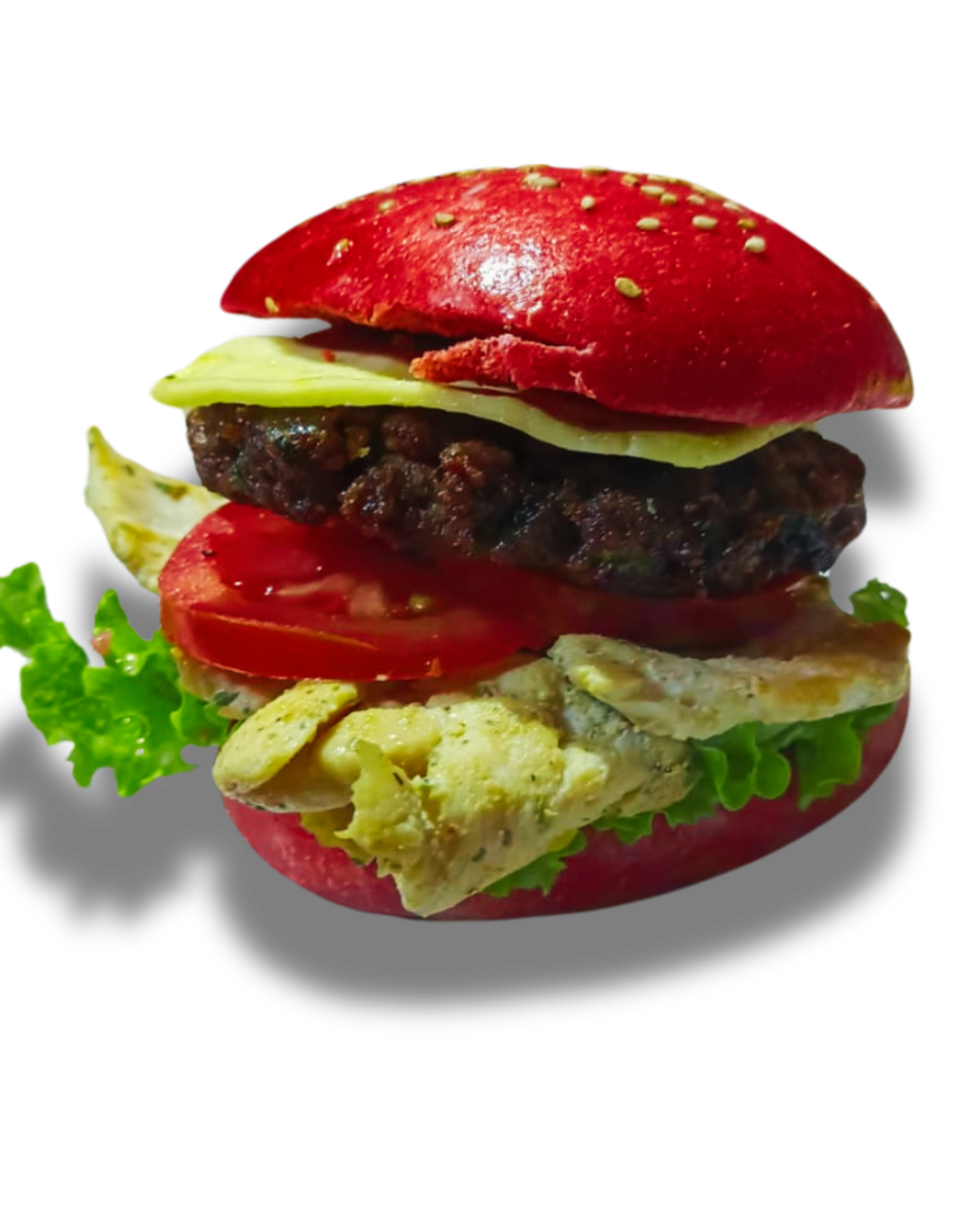 Hamburguesa Artesanal de Pollo con Pan Rojo